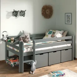 Kinder Wohnen 83cm hohes Kinder Hochbett in Grau lackiert - Quado