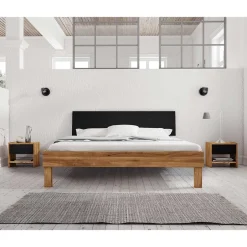 Wohnen 210cm Holzbett & Nachttische - Olbysca (dreiteilig)