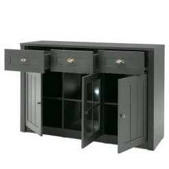 Wohnen 130cm Landhaus Sideboard in Dunkelgrün - Niestov