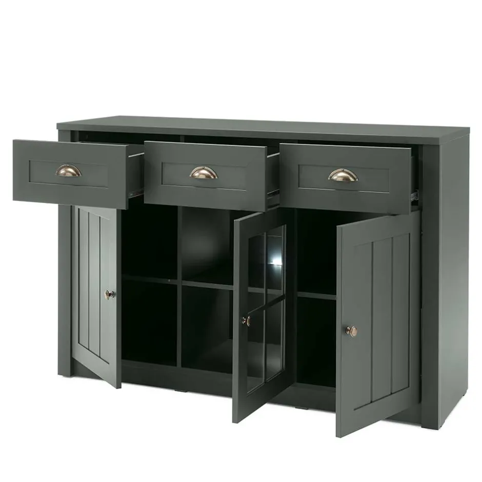 Wohnen 130cm Landhaus Sideboard in Dunkelgrün - Niestov