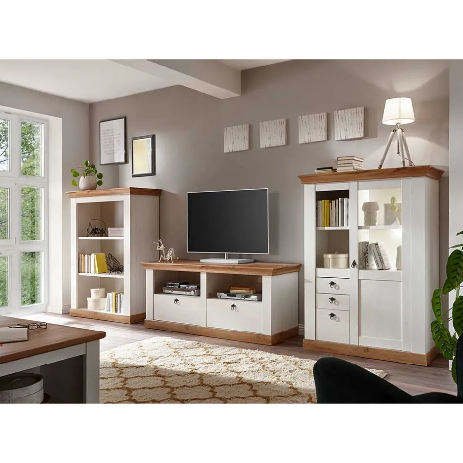 Wohnen 356cm Landhaus Wohnwand Set - Diatara (dreiteilig)