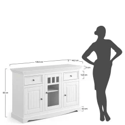 Wohnen 130cm Landhaus-Kommode mit Glaseinsatz - Bordona