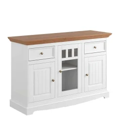 Wohnen 130cm Landhaus-Kommode mit Glaseinsatz - Bordona
