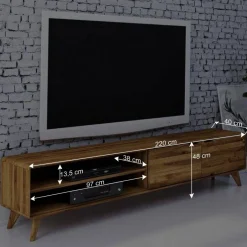 Wohnen 220cm lange TV Kommode aus Wildeiche - Eavy