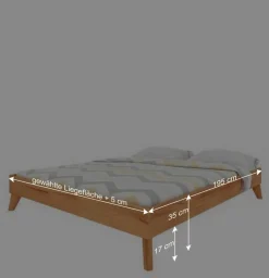 Wohnen 190cm langes Kernbuche Bett ohne Kopfteil - Junola I