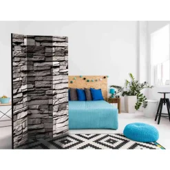 135cm Paravent Steinwand in Grau - Rambano^Wohnen Sale