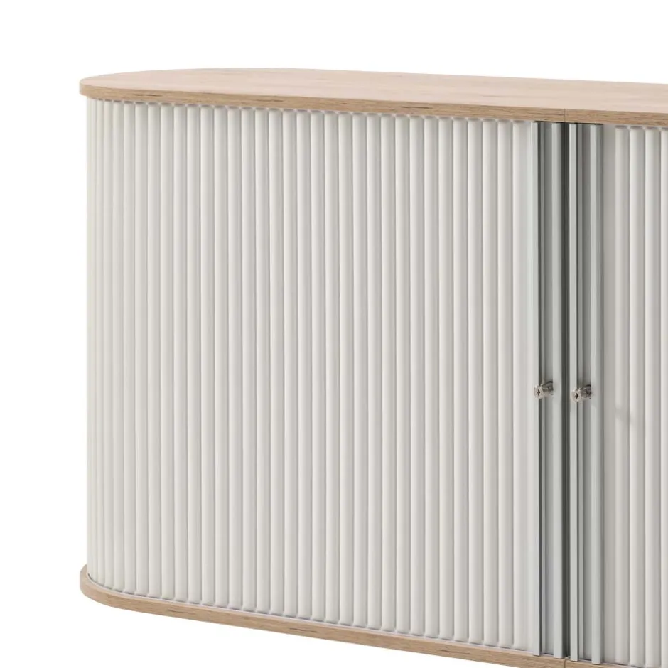 Wohnen 196cm Rollladen Sideboard in Weiß Eiche - Bassy