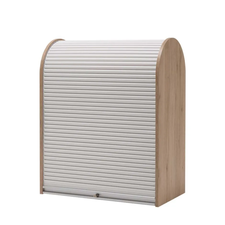 Wohnen 196cm Rollladen Sideboard in Weiß Eiche - Bassy