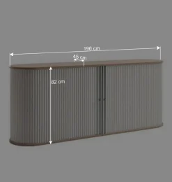 Wohnen 196cm Rollladen Sideboard in Weiß Eiche - Bassy