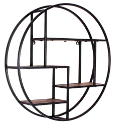 Wohnen 75cm rundes Hängeregal aus Metall & Holz - Mendoza