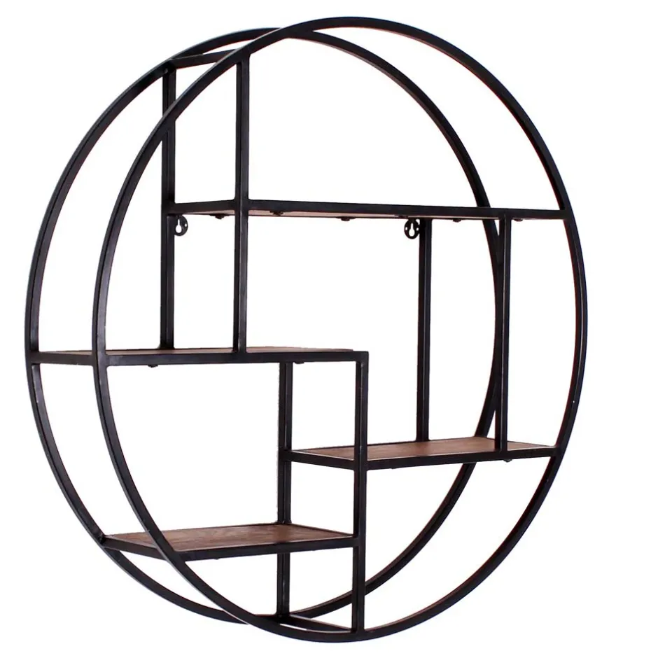Wohnen 75cm rundes Hängeregal aus Metall & Holz - Mendoza