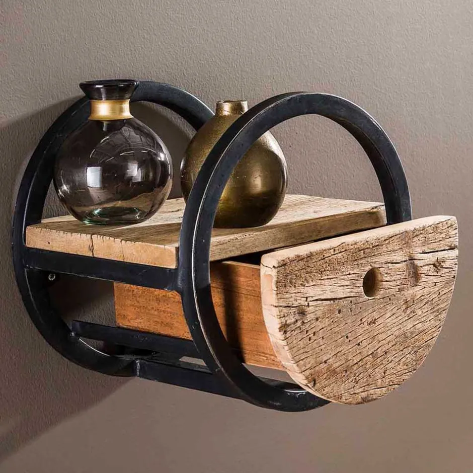 30cm Rundes Wandregal mit Schublade - Ultina^Wohnen New