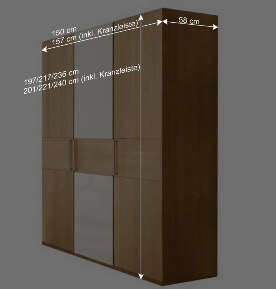 Wohnen 150cm Schlafraum Kleiderschrank 3-türig - Emdsiva
