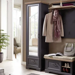 65cm schmaler Dielenschrank mit Spiegel Tür - Thumbs^Wohnen Outlet