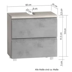 60cm Unterbeckenschrank in Grau & Wildeiche - Jambi^Wohnen Discount