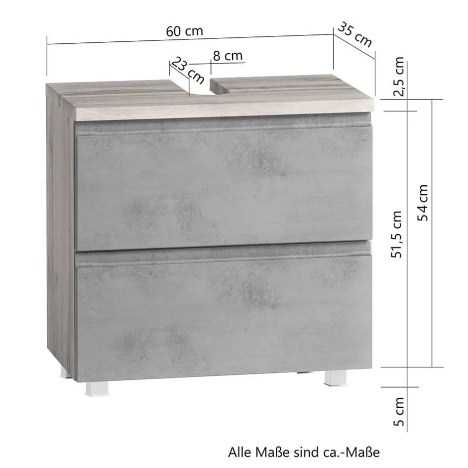 60cm Unterbeckenschrank in Grau & Wildeiche - Jambi^Wohnen Discount