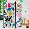 Kinder Wohnen Comic Style Paravent mit bunten Motiven - Patasano