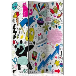 Kinder Wohnen Comic Style Paravent mit bunten Motiven - Patasano