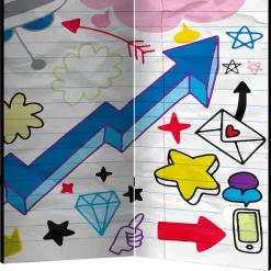 Kinder Wohnen Comic Style Paravent mit bunten Motiven - Patasano