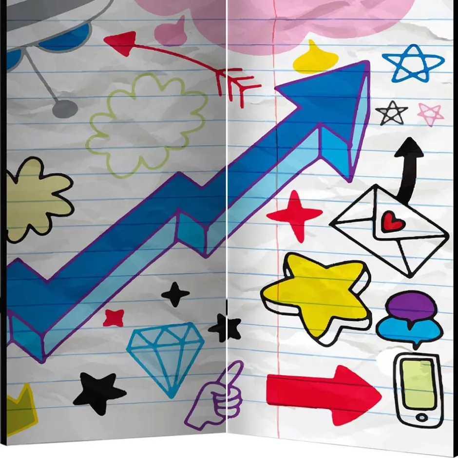 Kinder Wohnen Comic Style Paravent mit bunten Motiven - Patasano