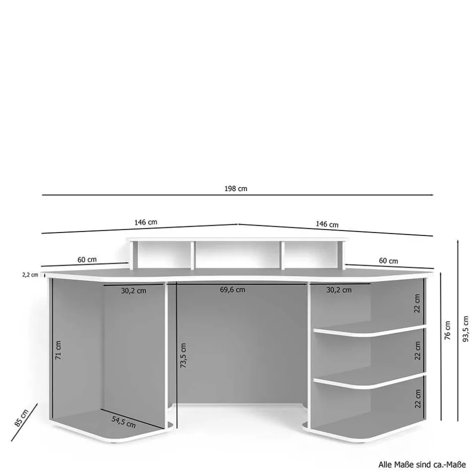 Computertisch in Schwarz mit Aufsatz - Iscian^Wohnen Hot