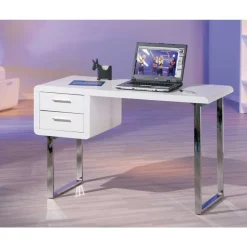 Kinder Wohnen Computertisch Point in Hochglanz Weiß