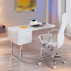 Kinder Wohnen Computertisch Point in Hochglanz Weiß