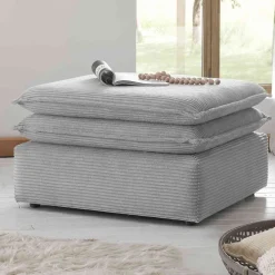 Wohnen Cord Polsterhocker in Hellgrau - Tessina