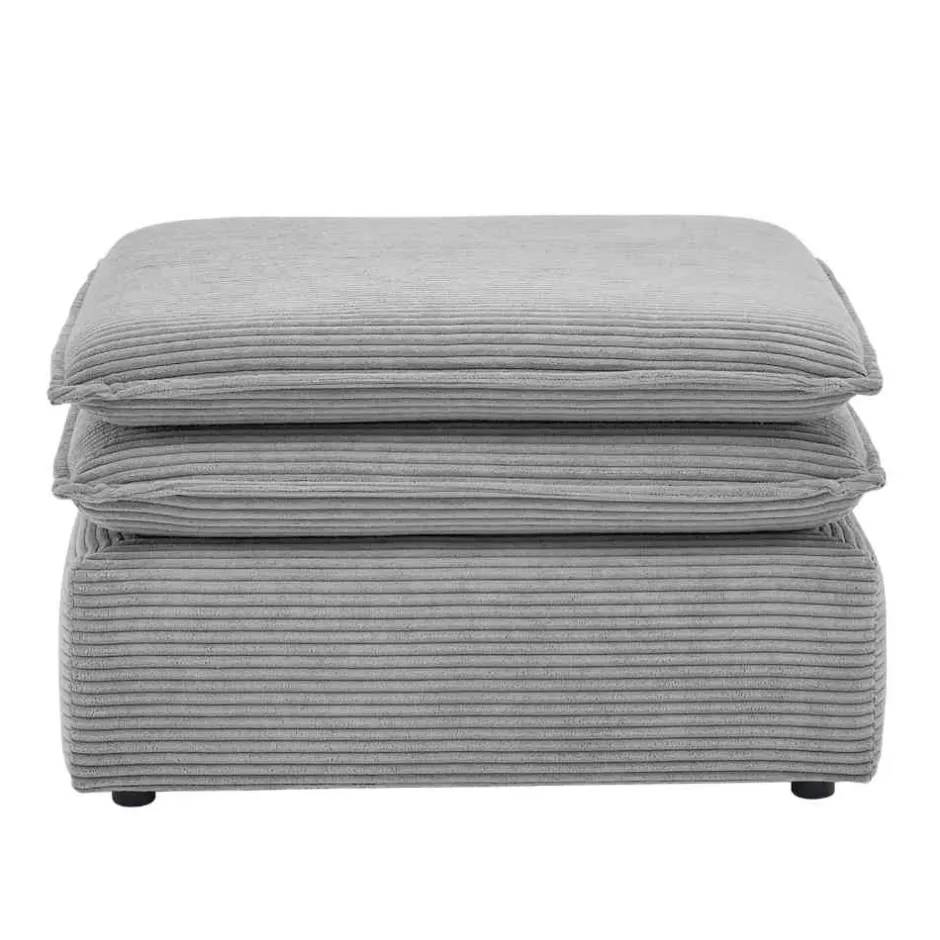 Wohnen Cord Polsterhocker in Hellgrau - Tessina