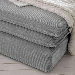 Wohnen Cord Polsterhocker in Hellgrau - Tessina