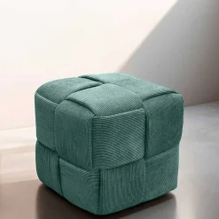 Wohnen Cord Pouf in Dunkelgrün - Glory