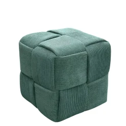 Wohnen Cord Pouf in Dunkelgrün - Glory