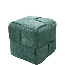 Wohnen Cord Pouf in Dunkelgrün - Glory