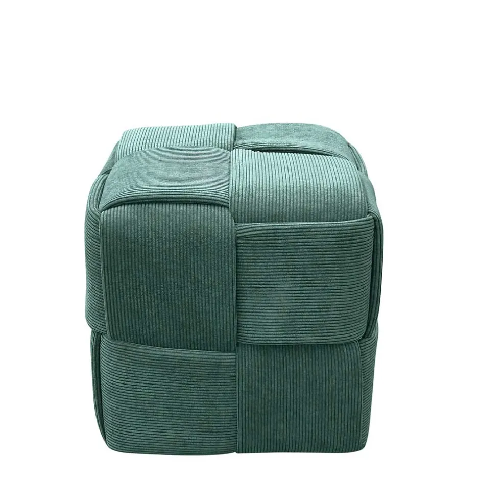 Wohnen Cord Pouf in Dunkelgrün - Glory
