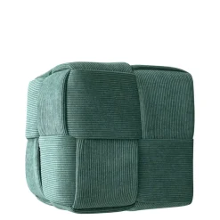 Wohnen Cord Pouf in Dunkelgrün - Glory