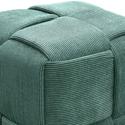 Wohnen Cord Pouf in Dunkelgrün - Glory