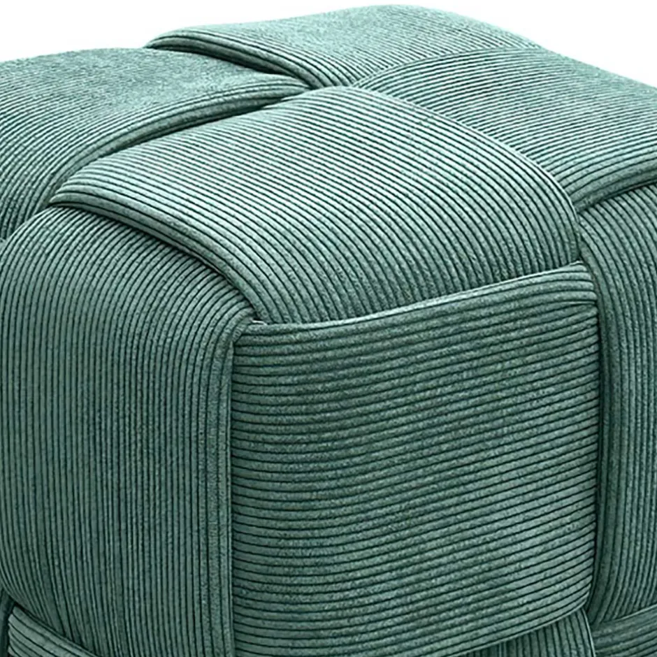 Wohnen Cord Pouf in Dunkelgrün - Glory