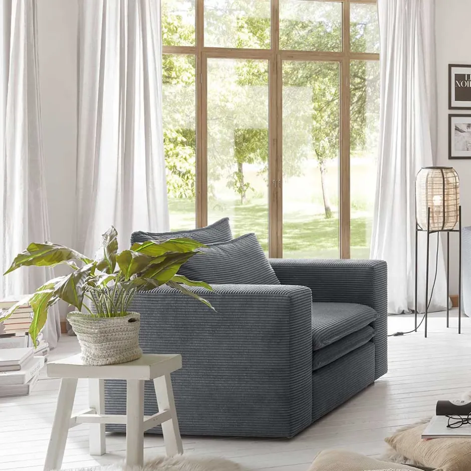 Cord Sessel in Anthrazit - Ruffos^Wohnen Clearance