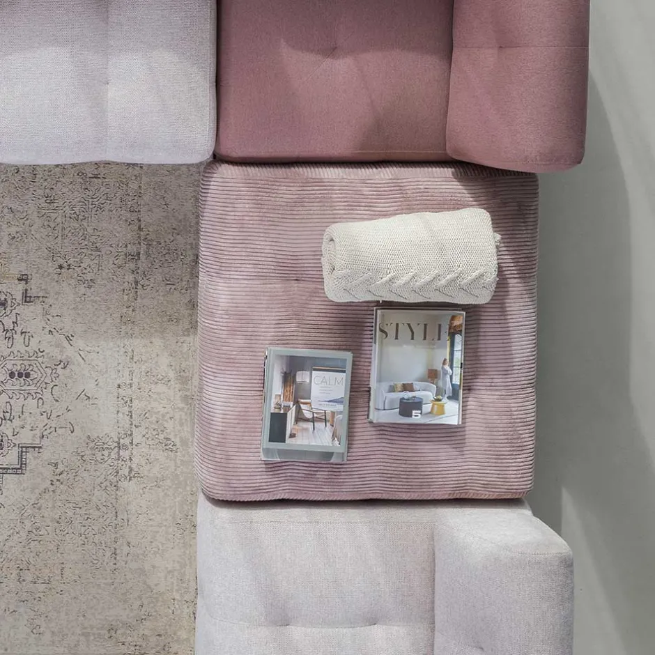 Wohnen Couch Polsterhocker in Mauve Cord - Samorah