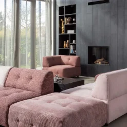 Wohnen Couch Polsterhocker in Mauve Cord - Samorah