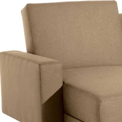 Couchbett mit Hocker in Beige mit Chrom - Proof (zweiteilig)^Wohnen Best