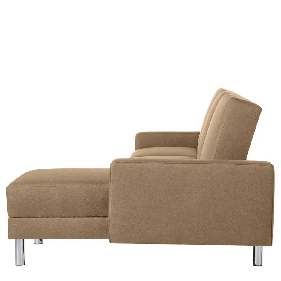 Couchbett mit Hocker in Beige mit Chrom - Proof (zweiteilig)^Wohnen Best