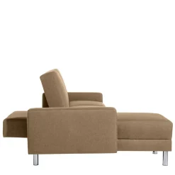 Couchbett mit Hocker in Beige mit Chrom - Proof (zweiteilig)^Wohnen Best