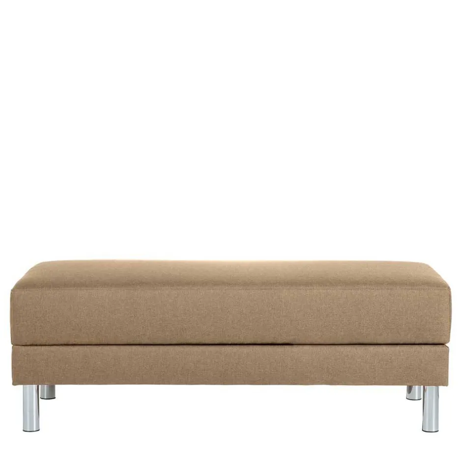 Couchbett mit Hocker in Beige mit Chrom - Proof (zweiteilig)^Wohnen Best