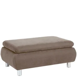 Couchhocker in Beigegrau mit Chrom - Hayley^Wohnen Discount