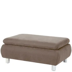 Couchhocker in Beigegrau mit Chrom - Hayley^Wohnen Discount