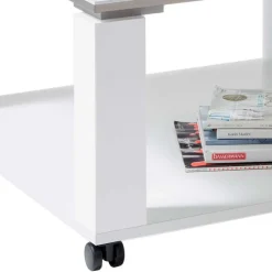 Couchtisch auf Rollen in Weiß Hochglanz mit Alu - Erminia^Wohnen