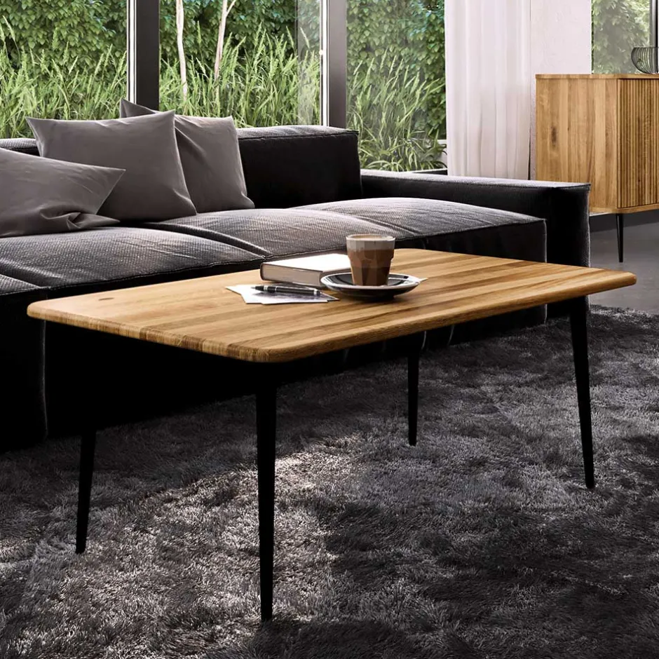 Couchtisch aus Wildeiche mit Stahlbeinen - Casarius^Wohnen Online
