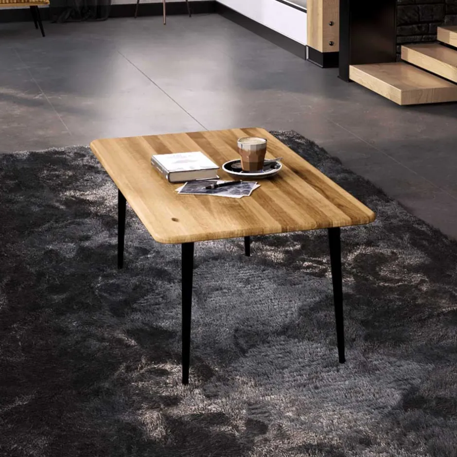 Couchtisch aus Wildeiche mit Stahlbeinen - Casarius^Wohnen Online