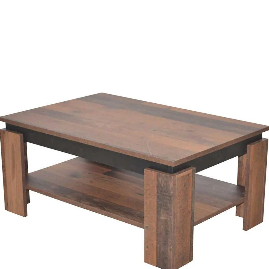 Wohnen Couchtisch in Holzoptik Antik & Schwarz - Jimy